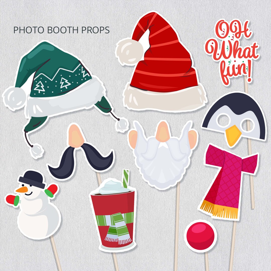 Christmas Birthday Photo Booth Props: Fun Selfie Party Decorations ...