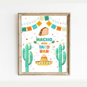 Nacho and Taco Bar Sign, Fiesta Party Sign, Printable Nacho and Taco ...