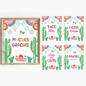 Fiesta Birthday Decorations, Sign Set, Birthday Girl Decorations, Fiesta Birthday Signs, Sign Bundle Taco Birthday, Mexican Birthday F242