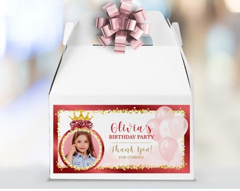 Little Princess Birthday, Favor Boxes Template, Custom Birthday Favor Boxes, Gift Box Label, Princess Favor Boxes, Custom Treat Boxes  PR73