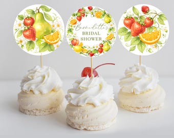 Bridal Shower Cupcake Toppers Printable, Fresh Off The Market Bridal Shower Cupcake Toppers, Citrus Bridal Shower Decor, Farmers Market FM3