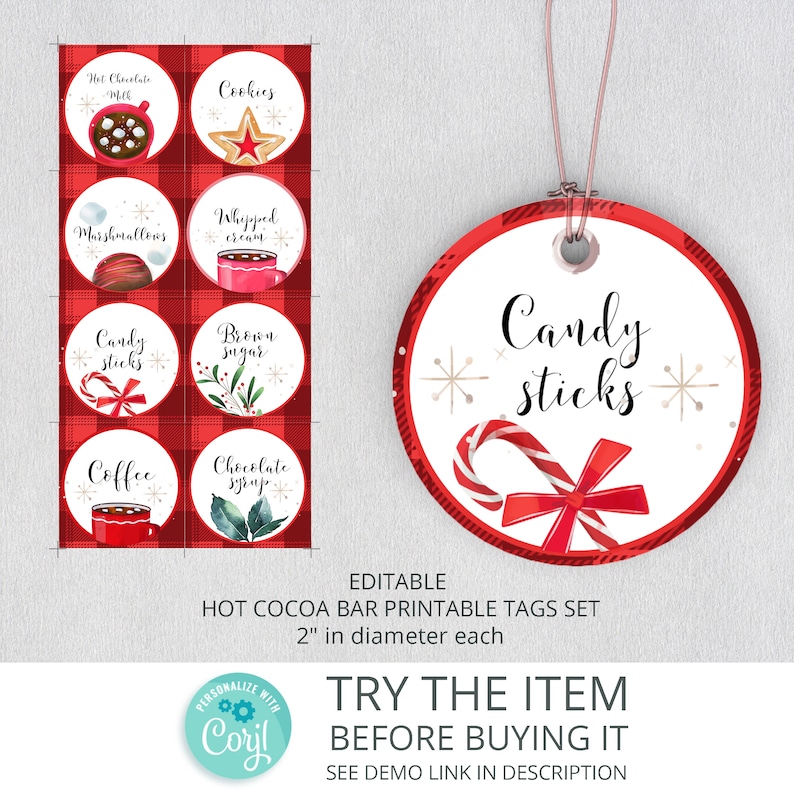Hot Chocolate Bar Labels Editable  Hot Chocolate Labels Tag  image 1