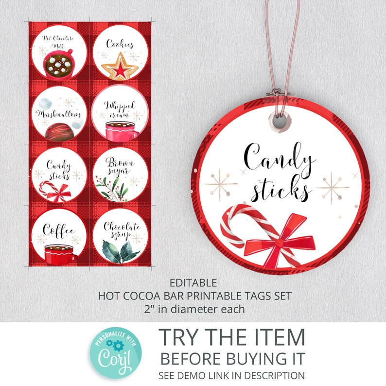 Hot Chocolate Bar Labels Editable Hot Chocolate Labels Tag image 1