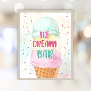 Ice Cream Party Decor  Ice Cream Bar Sign Template | Ice Cream Party Table Sign | Ice Cream Birthday Sign | Dessert Table 0289