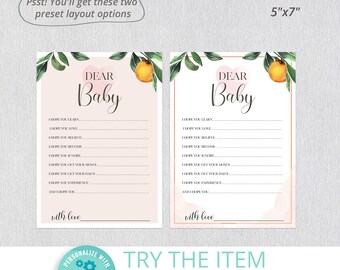 Wishes for Baby Game Baby Shower • Clementine Orange Baby Shower Games Printable  Dear Baby • Baby Shower Games Templates /43