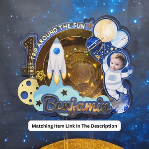 First Trip Around the Sun Personalized Cupcake Toppers Space Birthday Cupcake Toppers Photo Cupcake Toppers Photo Astronaut Cupcakes SP4778 image 6