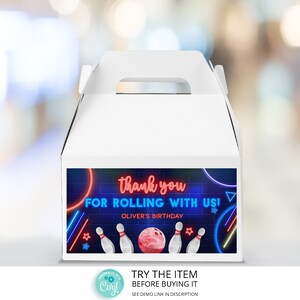 Bowlingfeest gunsten Digitale downloads Bowling verjaardag vak sjabloon verjaardag gunst dozen Bowling geschenken vak label verjaardag traktatie vak BP4