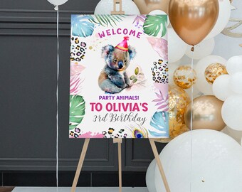Calling all Party Animals Birthday Decor Welcome Sign Wild One Girl Safari Birthday decorations  Editable Sign  PA15