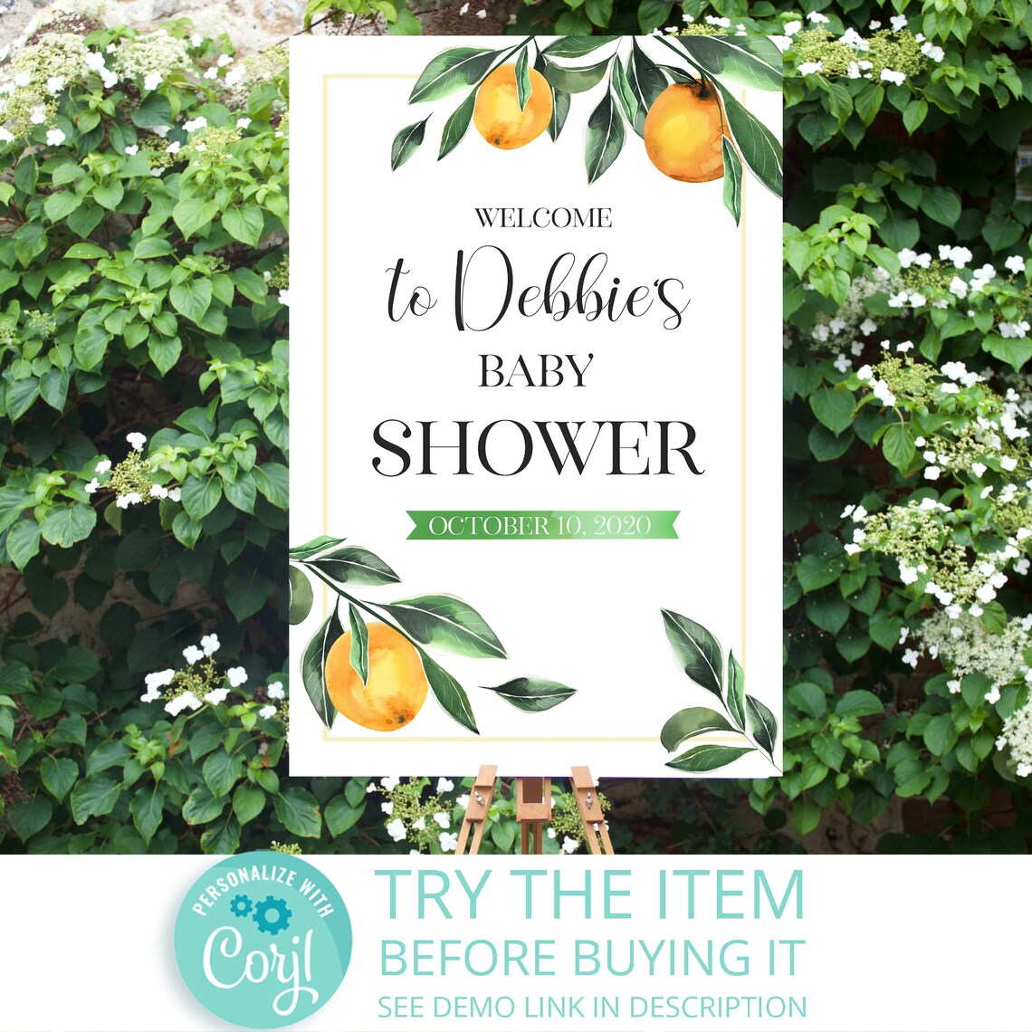 Clementine Orange Baby Shower Sign 16x20 18x24 20x30 Etsy