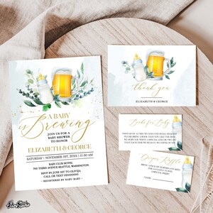 Conjunto de invitaciones para baby shower &quot;Un bebé está gestando&quot; Invitación &quot;Un bebé está gestando&quot; Paquete de invitaciones para baby shower de cerveza Descarga instantánea BR3