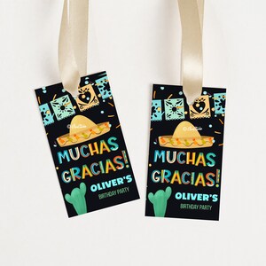 Fiesta Birthday Party, Favor Tags Muchas Gracias, Taco Birthday, Thank You Tags, Mexican Birthday, Cactus Birthday Thank You Stickers F213