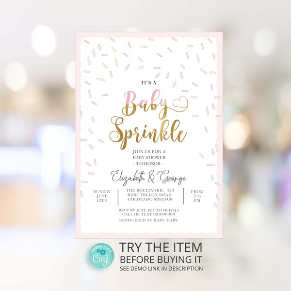 Baby Sprinkle Invitation Girl Boho Sprinkle Invite Digital Corjl Template Printable Pastel Baby Shower BS1