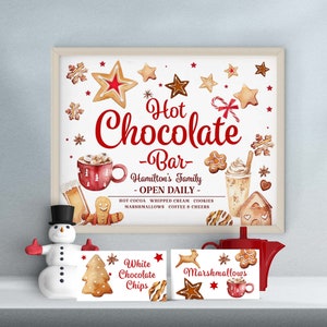 Holiday Edition Editable Hot Chocolate Bar Sign Set Christmas Party Decoration Christmas Dinner Hot Cocoa Bar W191