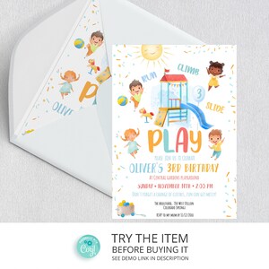 Editable Playground Birthday Boy Invitation, Backyard Party Invitation, Park Birthday Party Invitation, Party In The Park /863