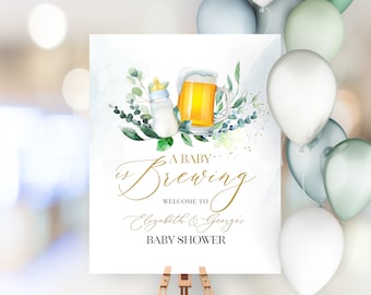 A Baby is Brewing Decorations Welcome Sign Beer Baby Shower Coed Baby Shower Printable Sign BR5