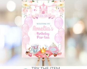 Princess Tea Party Decorations Welcome Sign Little Girls Tea Party Kids Par-Tea Once Upon a Time 1st Birthday Tea Party Decor  /0240