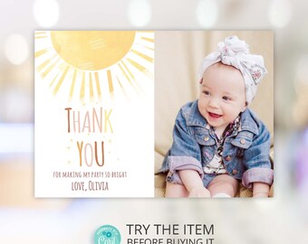 Sjabloon Our Little Sunshine-bedankkaart, First Trip Around The Sun Corjl-sjabloon Sunshine-thema Verjaardagsdecor S66