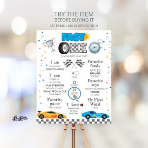Fast ONE Birthday Party, Milestone Sign First Year, One Fast Birthday Board 1st Birthday Milestone Board, Race Car Birthday Decorations CA53