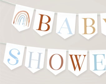 Regenboog babyshowerversieringen, babyshowerslinger, wonderbaby, decor babyshower babyjongen, boho regenboogbabyshower, slingerslinger RB49