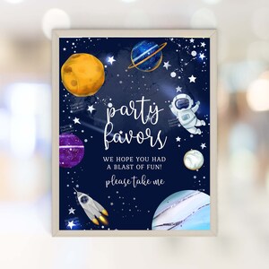 Favors  Sign Template Silver Collection | Space Party  Thank You Sign | Outer Space Birthday Sign | Galaxy Party Decorations SP61