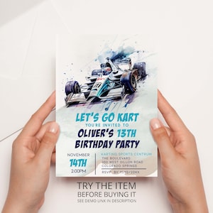 Go Kart Birthday Invitation Template Racing Birthday E-vite Boys