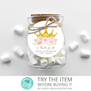 Princess Baby Shower Thank You Tag: Pink and Gold Favor (Digital Download)