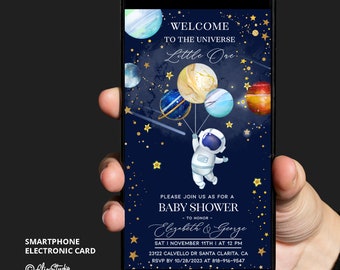 Geanimeerde uitnodiging ruimte baby shower GIF-uitnodiging, tekstbericht uitnodigen, baby shower uitnodigen, elektronische uitnodiging baby shower SP541