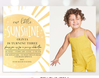 Bearbeitbare Sunshine Geburtstagseinladungsvorlage, unser kleiner Sunshine Geburtstag einladen Sie sind mein Sonnenschein S56
