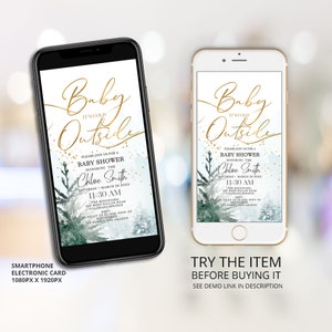 Baby it&#39;s Cold Outside Baby Shower Electronic Invitation | Woodland Winter Boho Baby Shower Text Message Invite Digital Invite W171