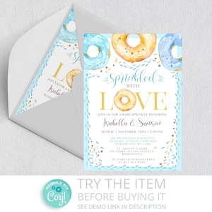 Convite Baby Sprinkle, Convite Baby Boy Sprinkle, Donut Baby Shower Digital Printable / 204
