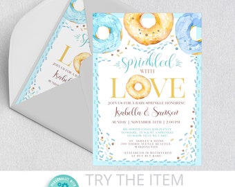 Zaproszenie na Baby Sprinkle, Zaproszenie na Baby Boy Sprinkle, Cyfrowy wydruk na Baby Shower Donut / 204