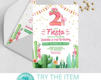 2nd Birthday Fiesta Invitation. 2nd Birthday Girl Invite F115