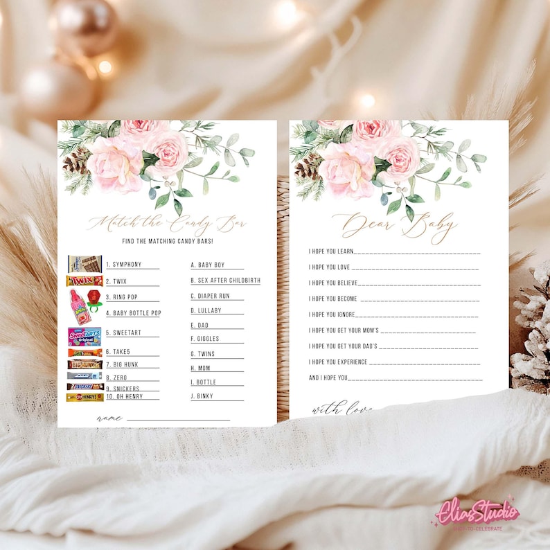 Baby It's Cold Outside Baby Shower Boho Winter Baby Shower Games, Pink