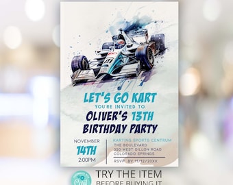 Go Kart Birthday Invitation Template Racing Birthday e-vite Boys Birthday Invite Sports Invitation Go-Kart Party GK1