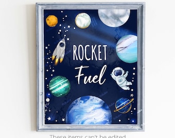 Outer Space Birthday Rocket Fuel Sign Template, Astronaut Birthday Party Sign, First Trip Around Sun Birthday Sign, Galaxy Party Decor SP423