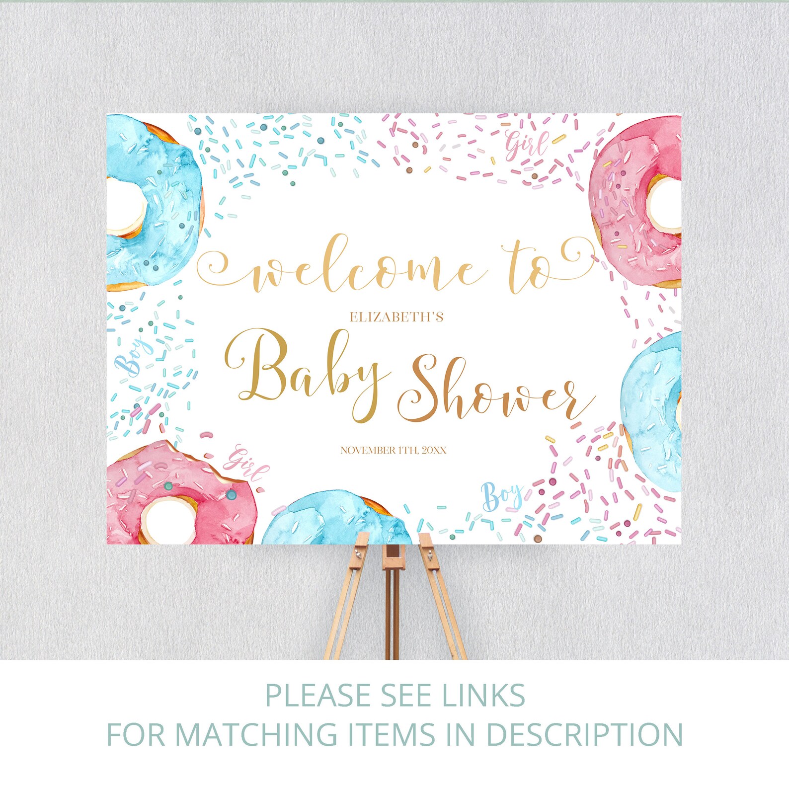 Editable Donut Gender Reveal Invitation Gender Reveal Etsy