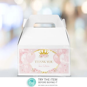 Royal Princess Birthday Girl Decorations Party Favors Boxes Princess Birthday Gifts Box Label Princess Party Favors Treat Box 099