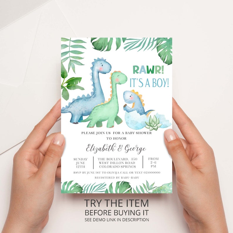 Dinosaur Baby Shower Invitation Bundle Couples Baby Shower Etsy
