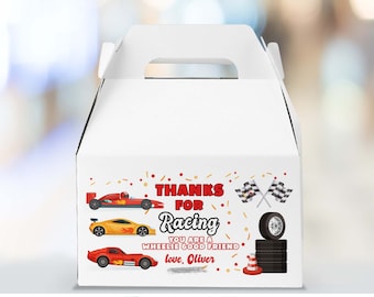 Race Car Birthday Decorations Gifts Box Label Two Fast Two Curious Birthday Treats Race Car Party Decor Second Birthday Decorations 214
