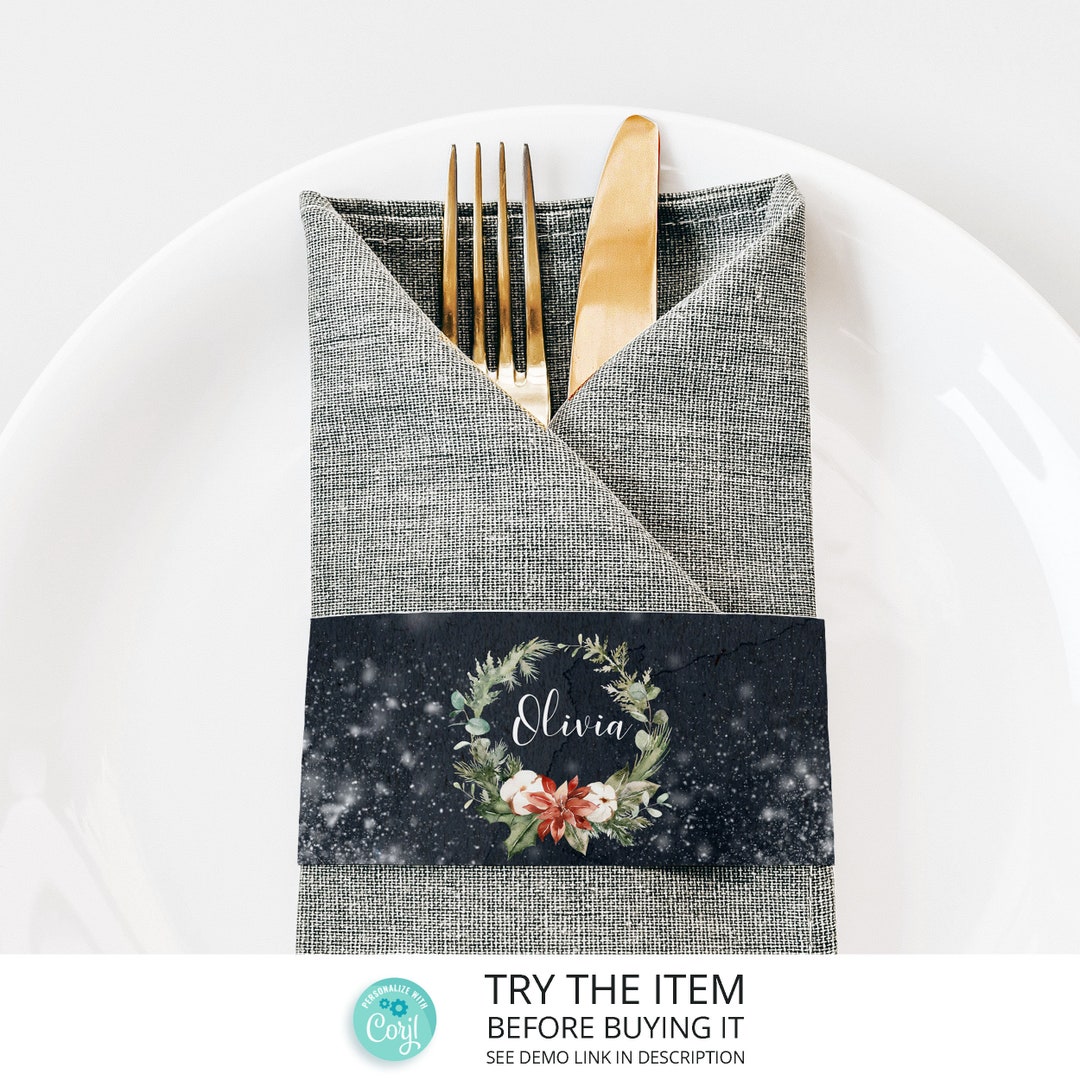 Paper Napkin Ring Template Christmas Table Decorations Etsy
