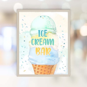 Ice Cream Party Decor  Ice Cream Bar Sign Template | Ice Cream Party Table Sign | Ice Cream Birthday Sign | Dessert Table 0290