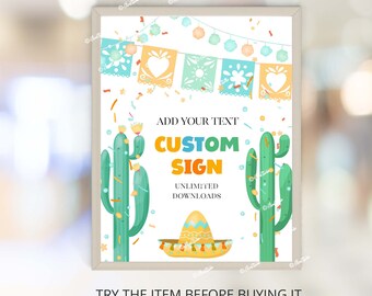 Editable Fiesta Birthday Custom Sign, Mexican Fiesta Decor, Mexican Birthday Decor, Cactus Birthday, Cactus Party Sign Template F185
