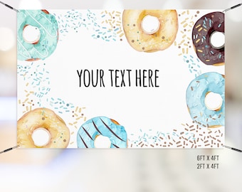 Editable Donut Sprinkle Backdrop Banner | Personalized Donut banner Donut Sprinkle Birthday Boy | Donut Baby Shower Boy /961