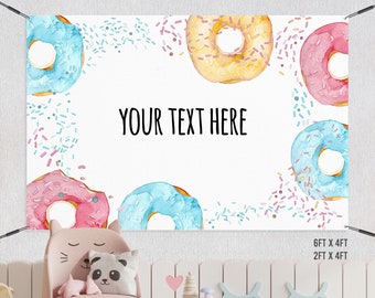 Editable Donut Sprinkle Backdrop Banner | Personalized Donut banner Donut Sprinkle Birthday | Donut Baby Shower  /722