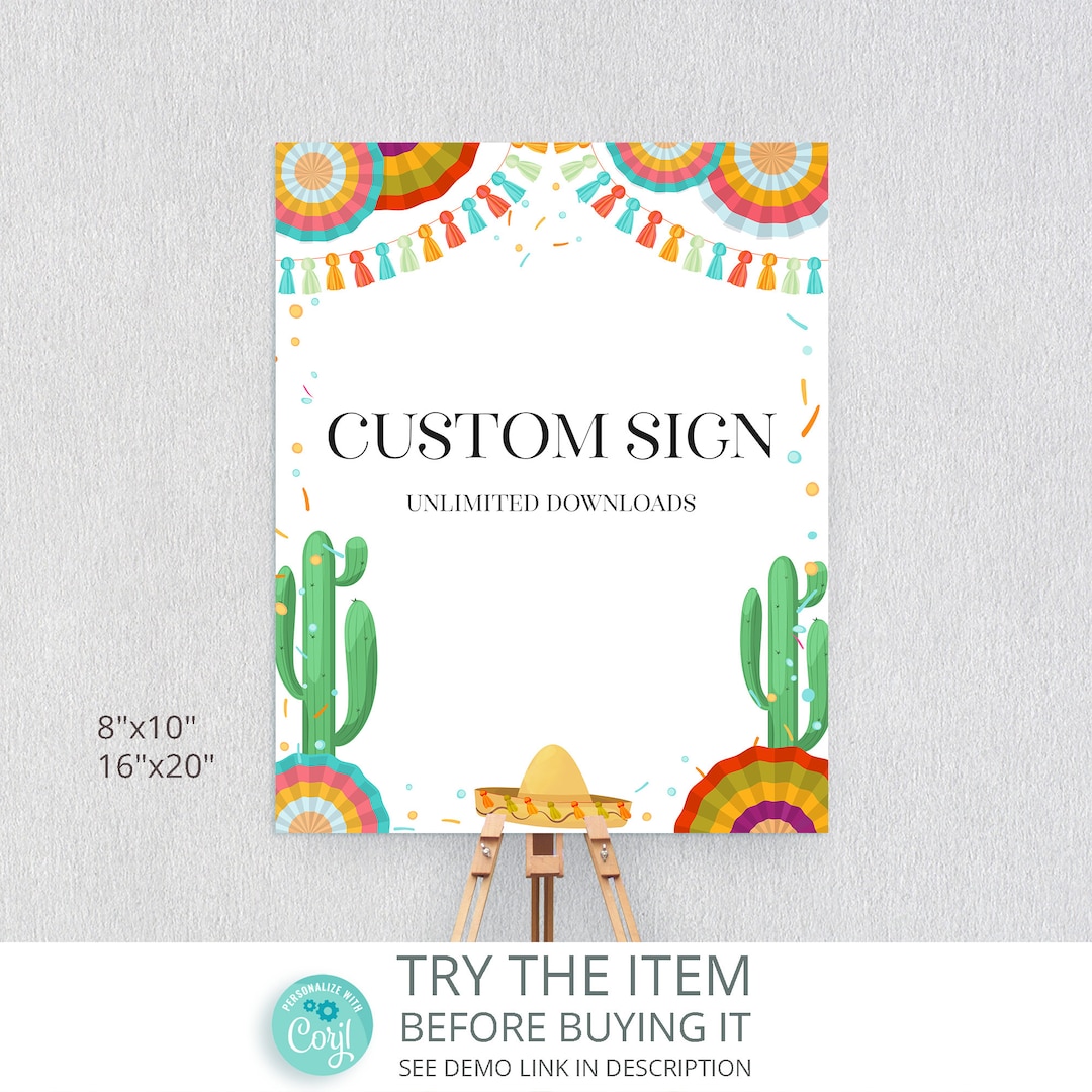 Editable Sign Fiesta Birthday | Custom Sign Template | Fiesta Custom ...