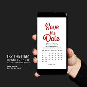 Christmas party Save the Date Smartphone Text Message Card Template | Christmas Wedding Save the Date Christmas Dinner Digital Card W225