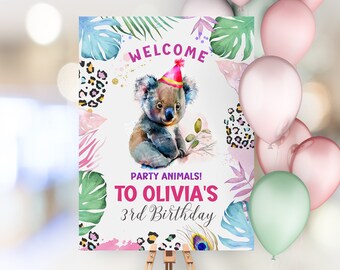 Calling all Party Animals Birthday Decor Welcome Sign Wild One Girl Safari Birthday decorations  Editable Sign  PA15