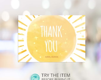 Sjabloon Our Little Sunshine-bedankkaart, Sunshine Babyshower Corjl-sjabloon Sunshine-thema Verjaardagsdecor S58