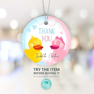 Waddle it be Gender Reveal Favor Thanks Tags Duck Gender Reveal Decorations. Blue Pink Baby Shower Favors Tags Template /201