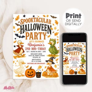 Silly Goose Halloween Invitation, Spooktacular Halloween, Kids Halloween, Spooky Goose Birthday, Cute Halloween, Boo Birthday SG15